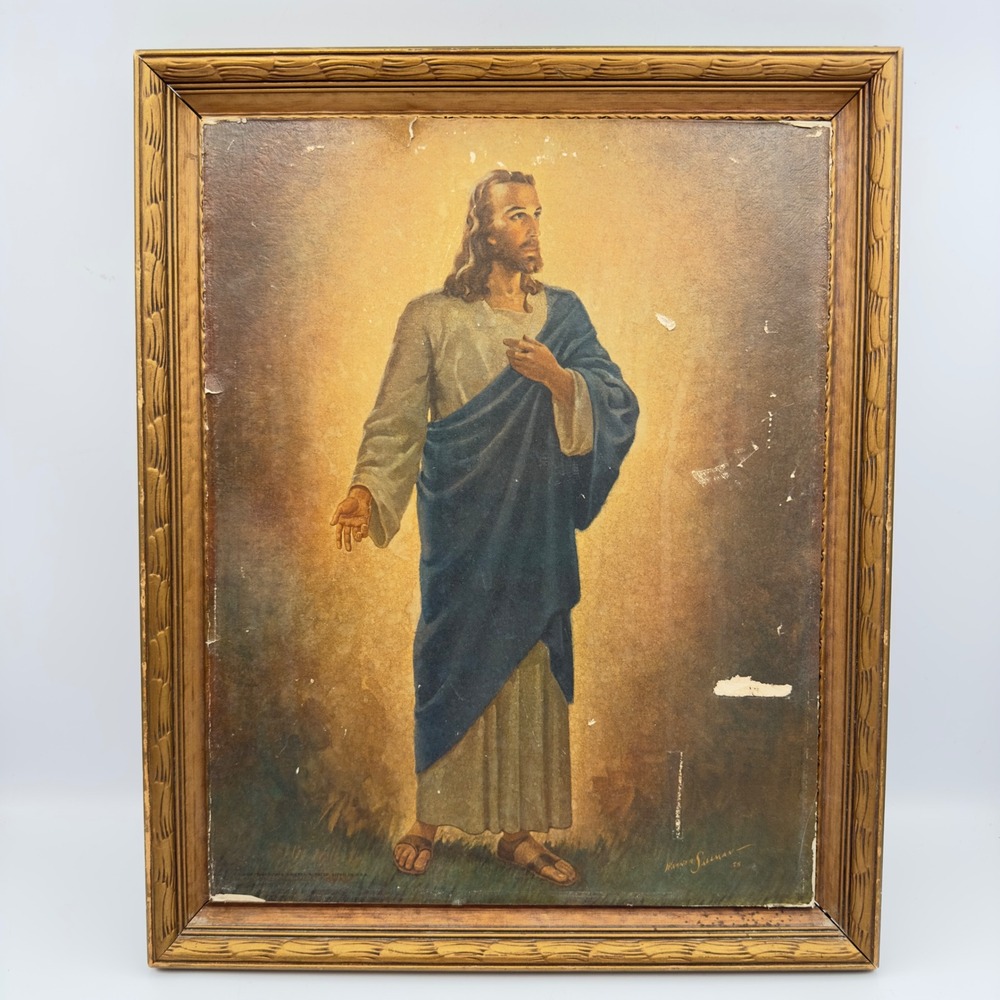 Vintage Warner Sallman The Master Jesus Christ Framed Lithograph 1956 16x13"
